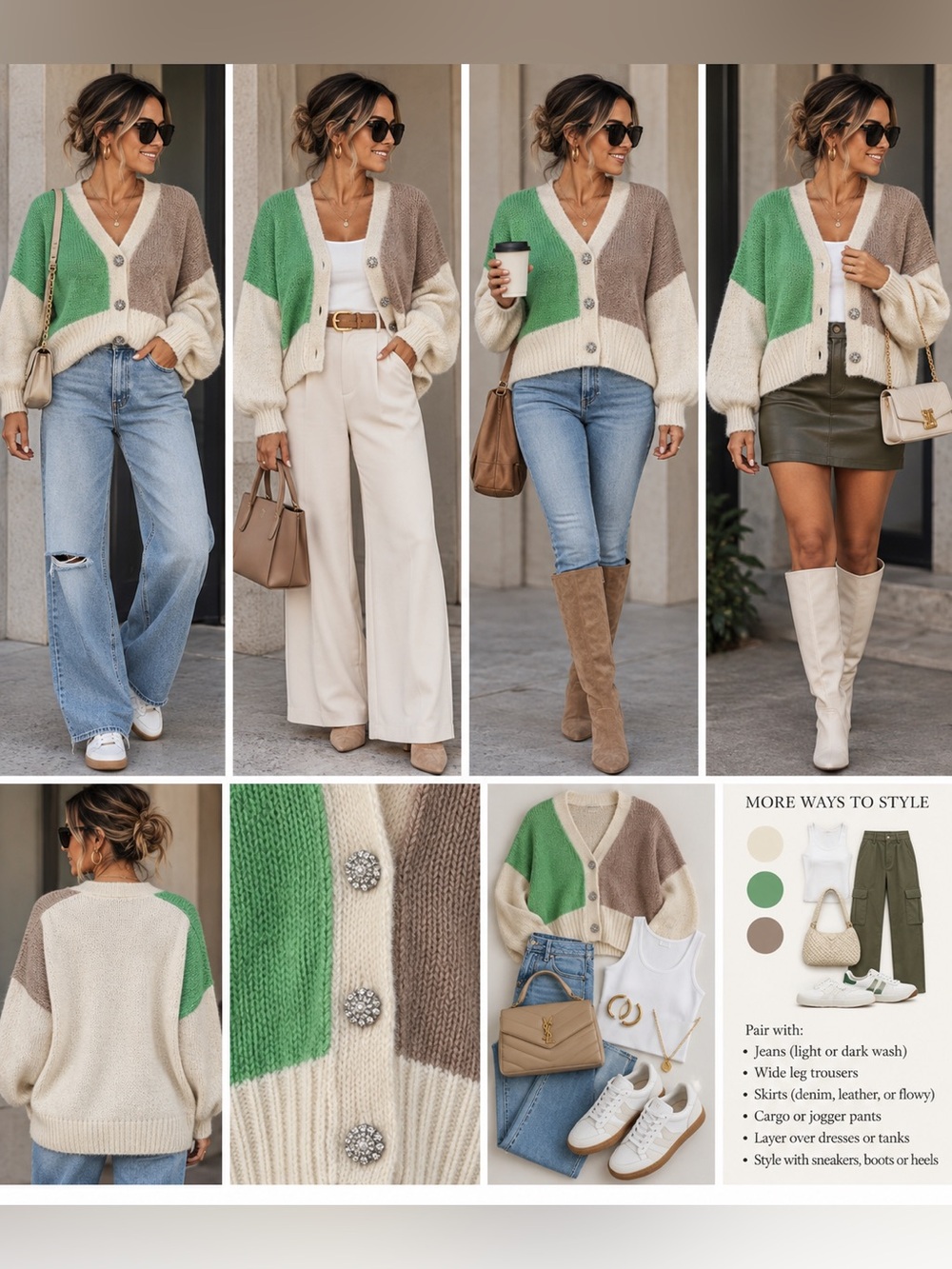 ColorBlock Sweater Cardigan - Picture 1 of 7